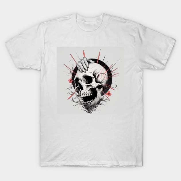 An Ink Illustration of a Skull T-Shirt by Sheptylevskyi